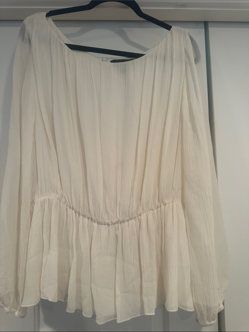 St. John Cream Lightweight Peasant Blouse